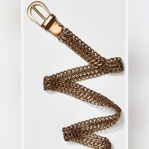 Free People Friday I'm In Love Chain Link & Faux Suede Belt in Bronze Gold
